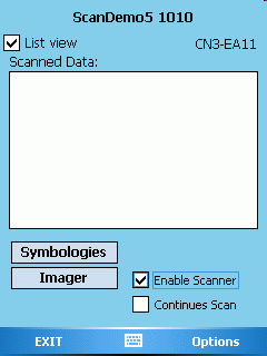 ScanDemo running on CN3